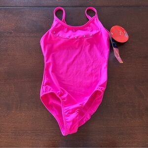 Bright Pink Leotard with Rhinestone Detail